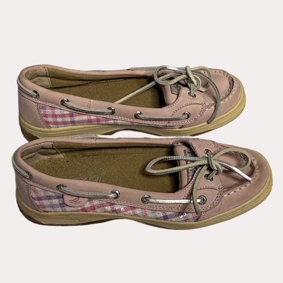 Sperry Top Sider Angel Fish Loafers Girls Shoes Sequin Plaid 4.5 bv - Picture 1 of 9